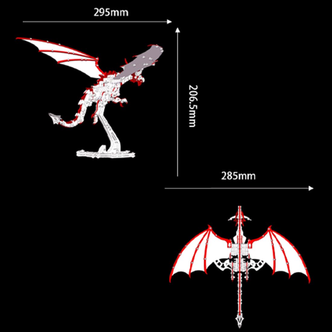3D Metal Puzzle Model Kits, Craft Your Own Thunder Pterosaur Dragon Metal Puzzle Kit, Mechanical Engineering Crafts Unique Gift for Teens and Adults