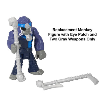 Fisher-Price Replacement Part Imaginext Gorilla Fortress Playset - HML57 - GYX00 ~ Replacement Posable Monkey Figure with Eye Patch and Two Gray