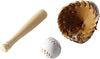 3Pcs/Set Khaki Dollhouse Baseball, 1/12 Scale Miniature Accessories, Wood Miniature Baseball Glove Set for Scene Decor