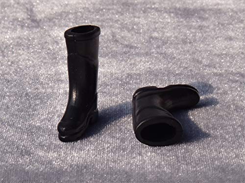 SXFSE Doll Accessories, Dollhouse Miniature Scene Model Black Rubber Rain Boots Shoes Decoration Pretend Play Toy (Black)