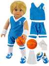 American Fashion World Boy’s Blue Basketball Uniform for 18-Inch Dolls | Accessories Included | Premium Quality & Trendy Design | Dolls Clothes |