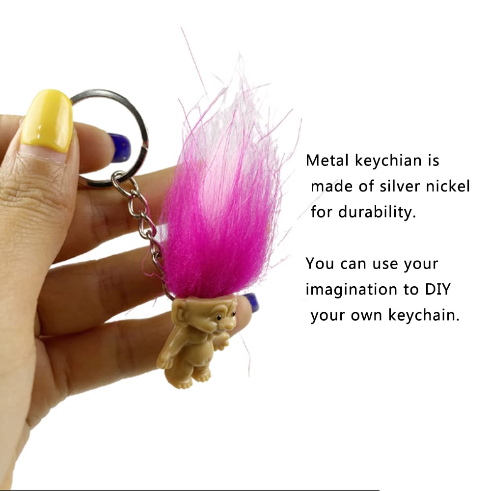 Yintlilocn 10pcs 1.2" mini troll Dolls Lucky Trolls Keychain Key holder