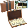 Dependable Products Domino Double Six - Ivory and Black Tiles with Metal Spinners in Deluxe Travel Case with Handles