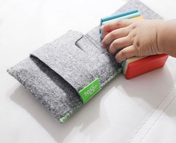 8 Piece Tegu Pocket Pouch Magnetic Wooden Block Set, Tints