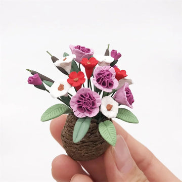 1Pc 1/12 Miniature Plants and Flowers Dollhouse Decoration Accessories, DIY Micro Landscaping Decor