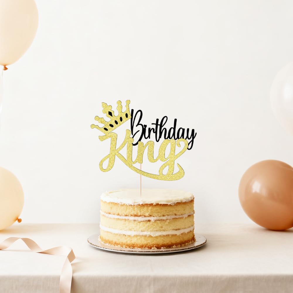 Auteby Glitter King Birthday Cake Topper,Boy Prince 1st 2nd 3rd 10th 13th 18th 21st 30th 40th 50th Birthday Cake Topper/Gender Reveal Party