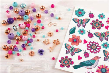 Make It Real: Bedazzled! Charm Bracelets Kit - Blooming Creativity - Create 3 Unique Bracelets, 104 Pieces, Includes Play Tray, All-In-One, DIY