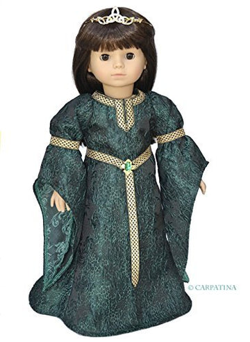 Celtic Princess Medieval Dress and Shoes Fits 18" American Girl Dolls