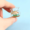 Mini Fish Tank Dollhoue Ornament, 1:12 Scale Miniature Fish Tank Scene Goldfish Bowl Model Dollhouse Accessories Garden Scene Decor(Round)