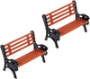 Miniature Park Bench Set 2-Pack - 1:16 Scale Brown Garden Seats with Realistic Detailing, Tiny Park Benches for Dollhouse and Fairy Garden
