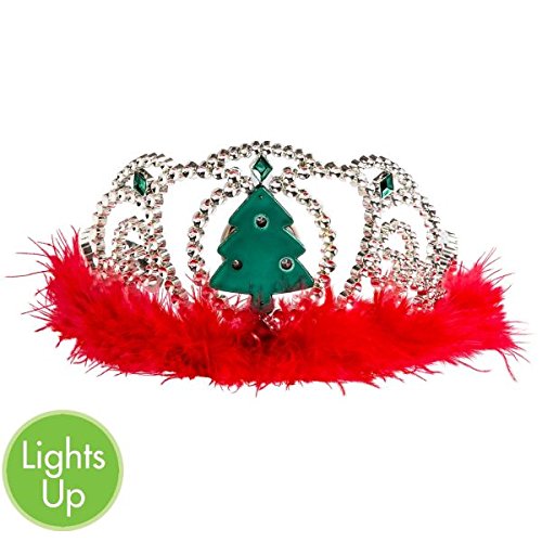 Amscan Fun-Filled Holiday Party Light Up Christmas Tiara (Pack of 1), Multicolor, 3"