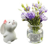 2PCS Mini Smell The Fragrant Rabbit & Flower Vase Decorations - Handmade Resin Vases with Purple Jasmine for Micro Landscape, Automobile Interior, DIY