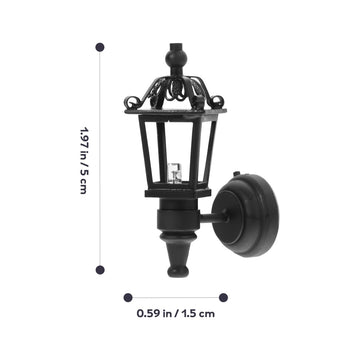 Leorx Vintage DIY Dollhouse 1 12 Dollhouse Miniature LED Wall Light Lamp (Black)