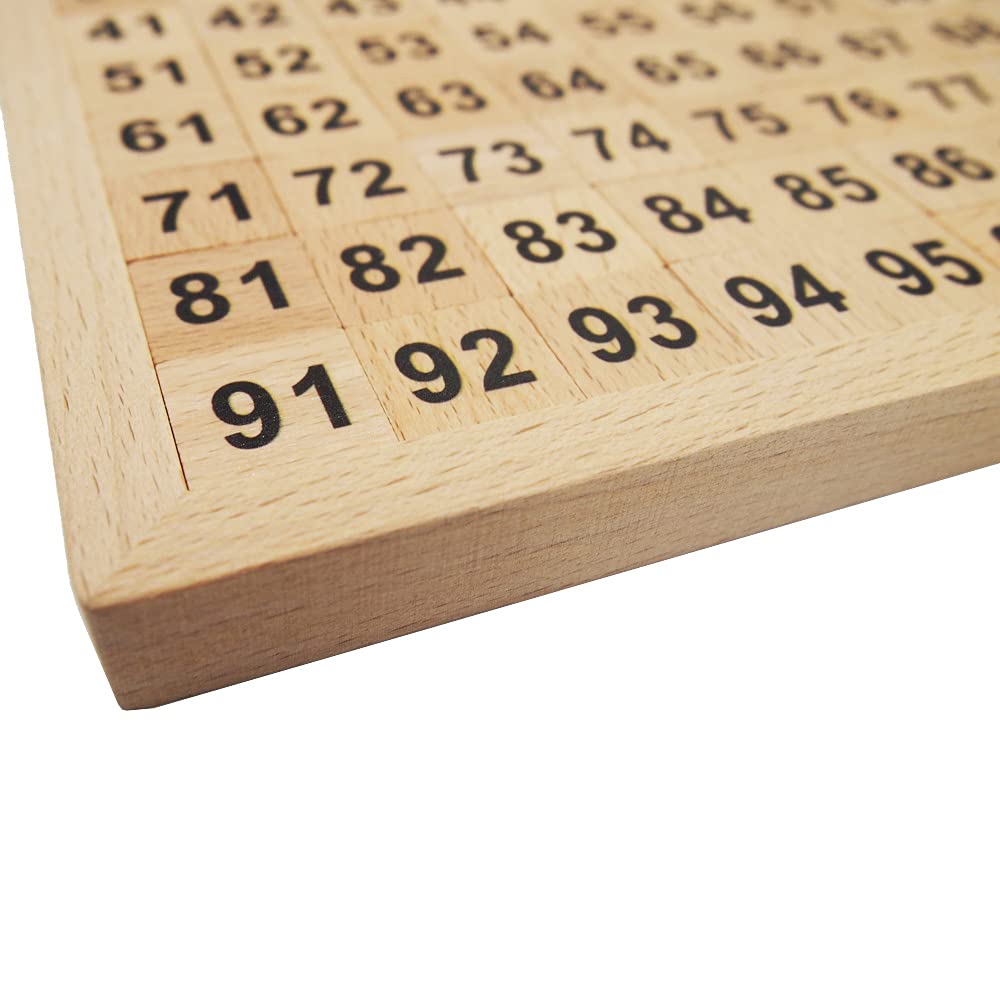 CICITOYWO Wooden Hundred Board Montessori Math Counting Toys, 1-100 Numbers Kindergarten Preschool Learning Educational Game for Toddler Kids (Hundred