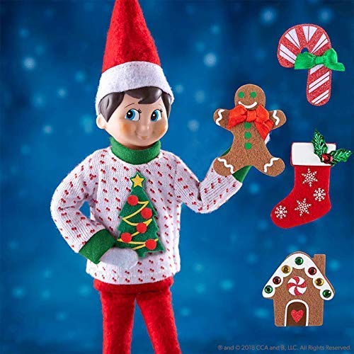 The Elf on the Shelf Sweater Set - Elf Boy or Girl Accessory with 5 Different Removable Decals Change Your Elves Costume Daily, Have Fun with Your