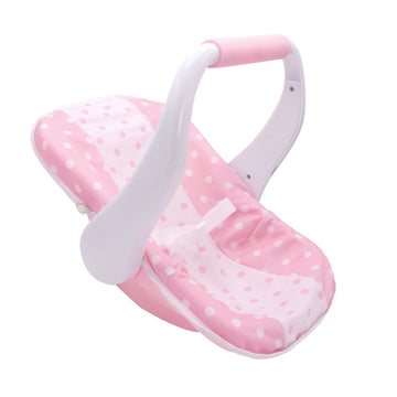 JC Toys Nonis Boutique Baby Doll Carrier - Pink & White Multi-Position Handle, Fits Dolls up to 16 Inches, Realistic Doll Car Seat