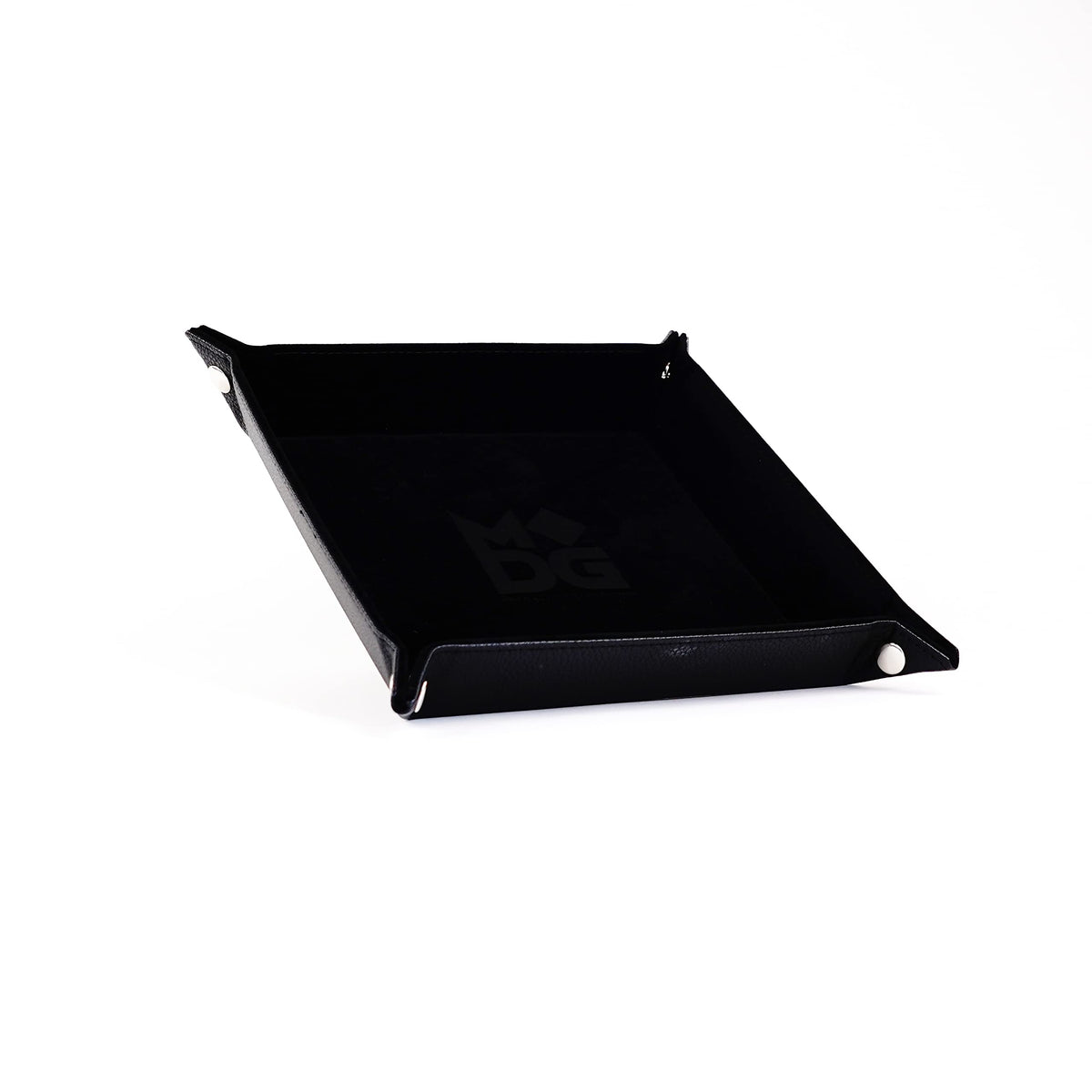 Fanroll Velvet Dice Tray with Leather Backing, Black