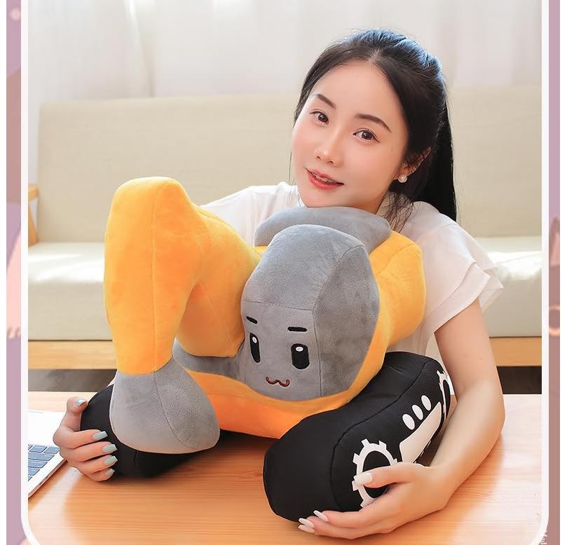 XIAOHONG Excavator Plush Toy,11" Soft Excavator Stuffed Construction Toy Plush Digger Truck Toy Car Plush Pillow,Great Plush Gift for Kids