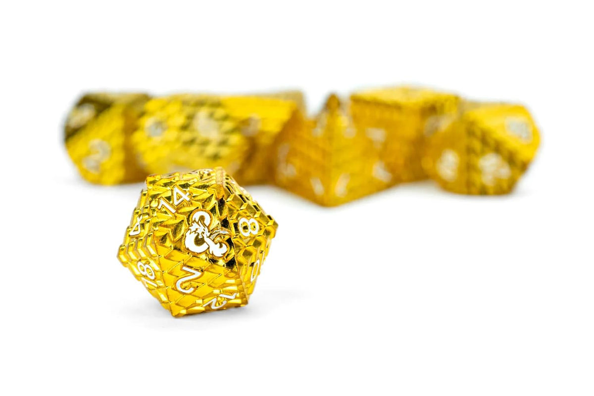 Fanroll Dungeons & Dragons D&D Dragon Scale Metal Dice Set: Gold