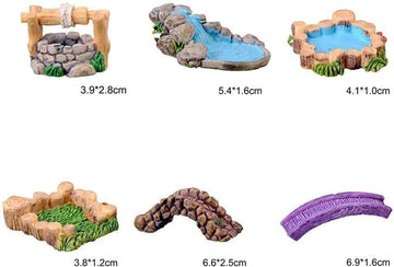 Blue Miniature Mini Water Pool Made Resin DIY Miniature Mini Water Pool Fairy Garden Lawn Ornament for Mountain Dollhouse Decor Craft Garden