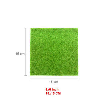 EMiEN 6''x6''Life-Like Artificial Grass Lawn Miniature Ornament for for DIY Fairy Garden Decoration (4 Pack)