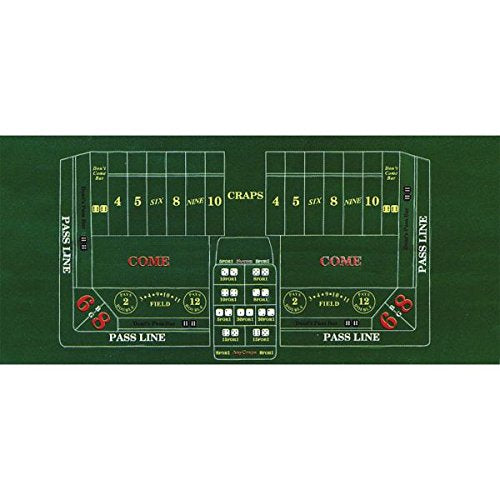 Premium Green Craps Felt Game Board - 36" x 72" (1 Pc.) - Supreme Durability, Unique & Fun Party Gaming Experience - Ideal for Any Events
