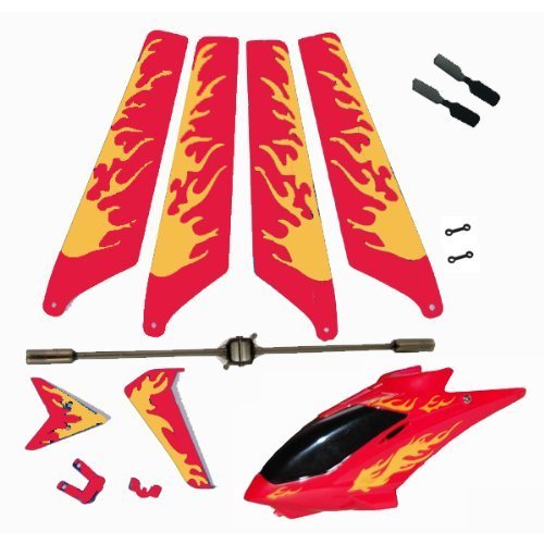Helizone RC Red Replacement Parts Main Rotor Blades, Tail Decoration, Balance Bar, Tail Blades, Connect Buckle Head Cover Canopy Package Kit Firebird