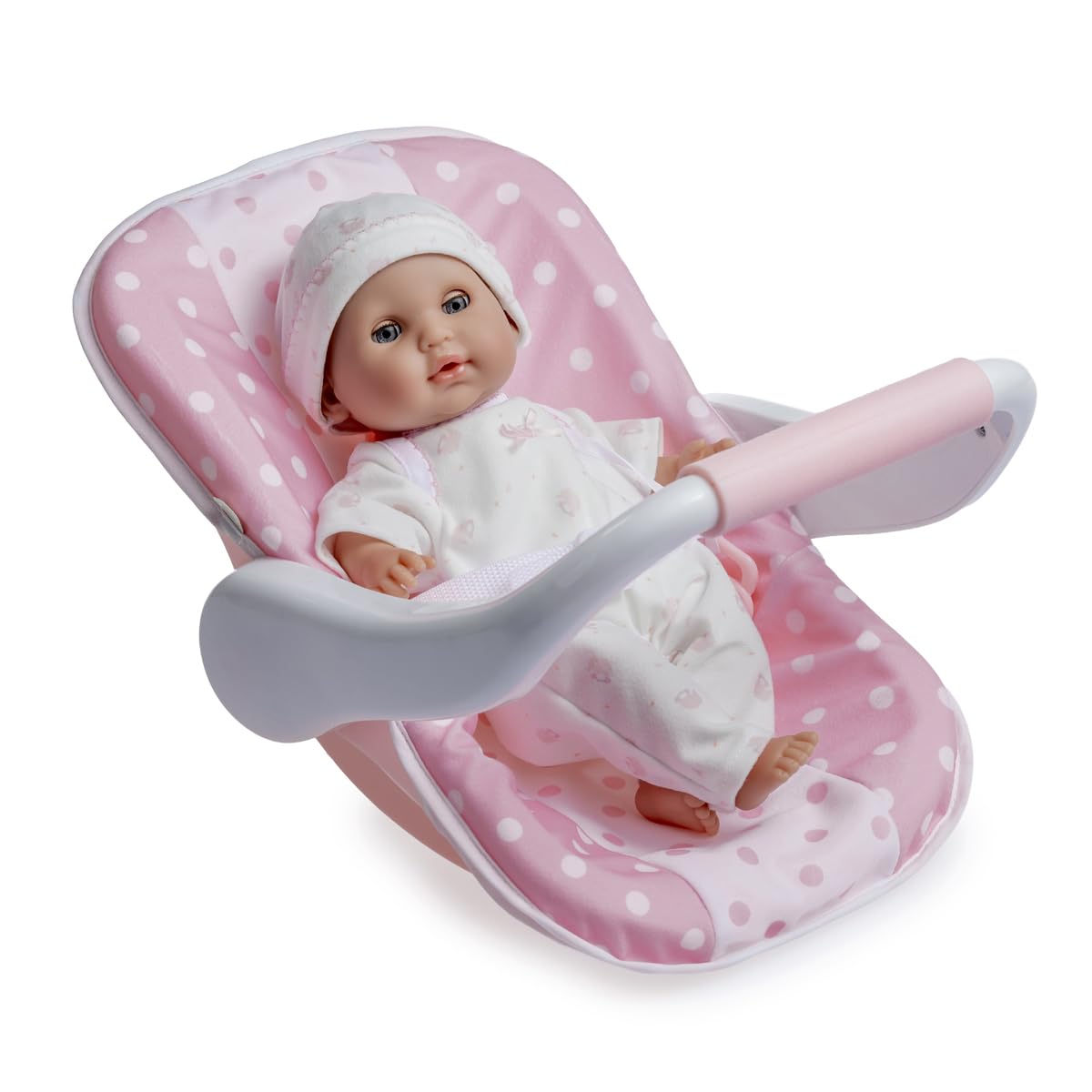 JC Toys 12.5" Soft Body Baby Doll with Multi-Position Carrier | Dressed in Removable Pink Outfit | Realistic Rocking Carrier Set | Perfect First Baby