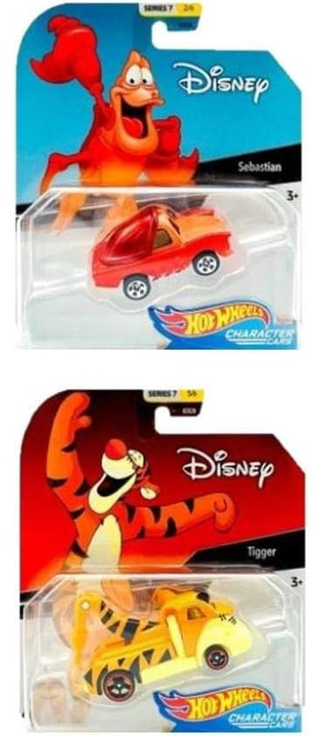 Hot Wheels Set of 6 Disney/Pixar Character Cars, Series 7, 1/64 Collectible Die Cast Toy Cars, with Mulan, Sebastian, Cheshire Cat, Wreck-It Ralph
