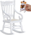 SOIMISS Miniature White Wooden Rocking Chair Hemp Rope Seat 1:12 Scale Dollhouse Furniture Accessory Bedroom Decor Little Vintage Armchair Scene
