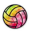 Squiddy Volleyball Ball Watercolor Pretty - Vinyl Sticker - Large, 11 in