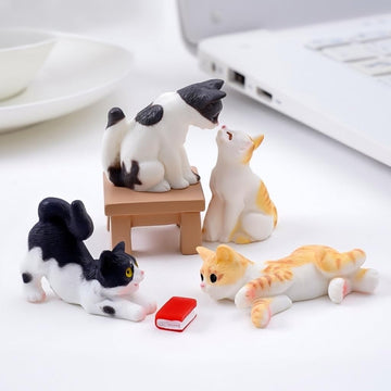 Pluzmecalm 10 Pcs Realistic Hand Painted Mini Cat Figurines Dollhouse Miniature Cats Figurine Set Cute Resin Kitten for DIY Home Landscape Cake Topper