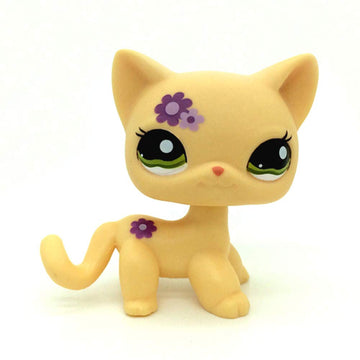 CFCLLBR Rare Mini Pet Toys #1962 Yellow Flower Kitty Cat Animal Figure