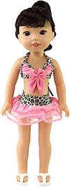 American Fashion World Animal Print Bikini with Pink Trim for 14-Inch Dolls | Premium Quality & Trendy Design