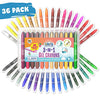DOODLE HOG Washable Crayons 36 Colors, Kids and Toddler Crayons, Watercolor, Non Toxic, 3 in 1, for Kids Ages 4-8