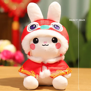 XIZHI Rabbit Stuffed Animal Plush Pillow Toy Chinese New Year Plushes Year Zodiac Rabbit Mascot Decoration Gift for Adult Kids Spring Festival,11.8''
