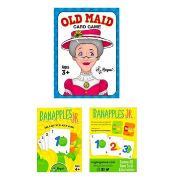 Regal Games Banapples Jr. & Old Maid Kids Card Games Ages 4 5 6 7 8+ | Family Fun Playing Card Set (80 Game Cards, 2 Pack)
