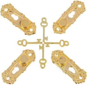 4 Set Gold 1/12 Miniature Door Knob Lock and Key Dollhouse Decoration Accessories, Dollhouse Accessories, Dollhouse Decor, Decorations