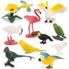 10 Pcs Realistic Bird Animals Figurines Model, Miniature Birds Figure Cake Cupcake Topper, Parakeet, Quetzal, Macaw, Hummingbird, Toucan, Cockatoo