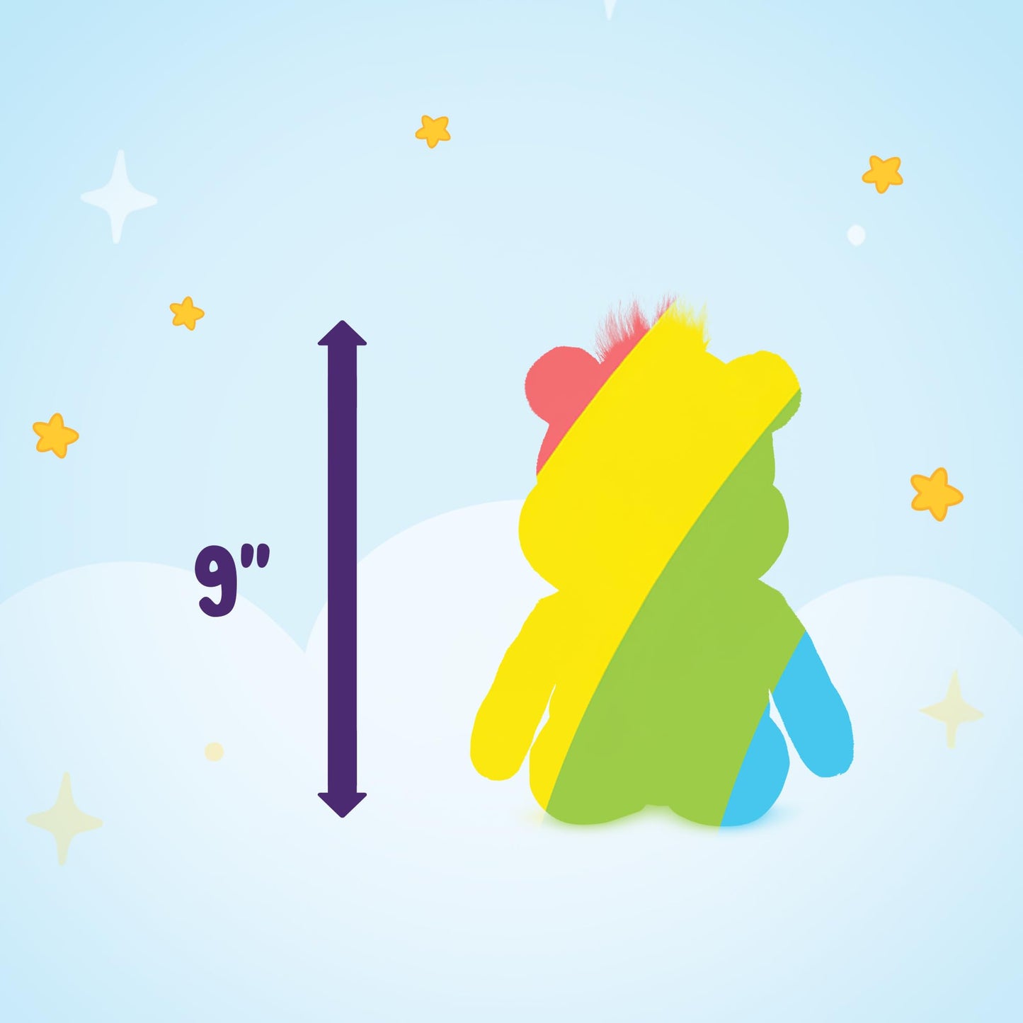 Care Bears 9" Fun Size Glitter Plush - Togetherness Bear - Tie Dye Plushie for Ages 4+ - Stuffed Animal, Soft and Cuddly - Good for Girls and Boys