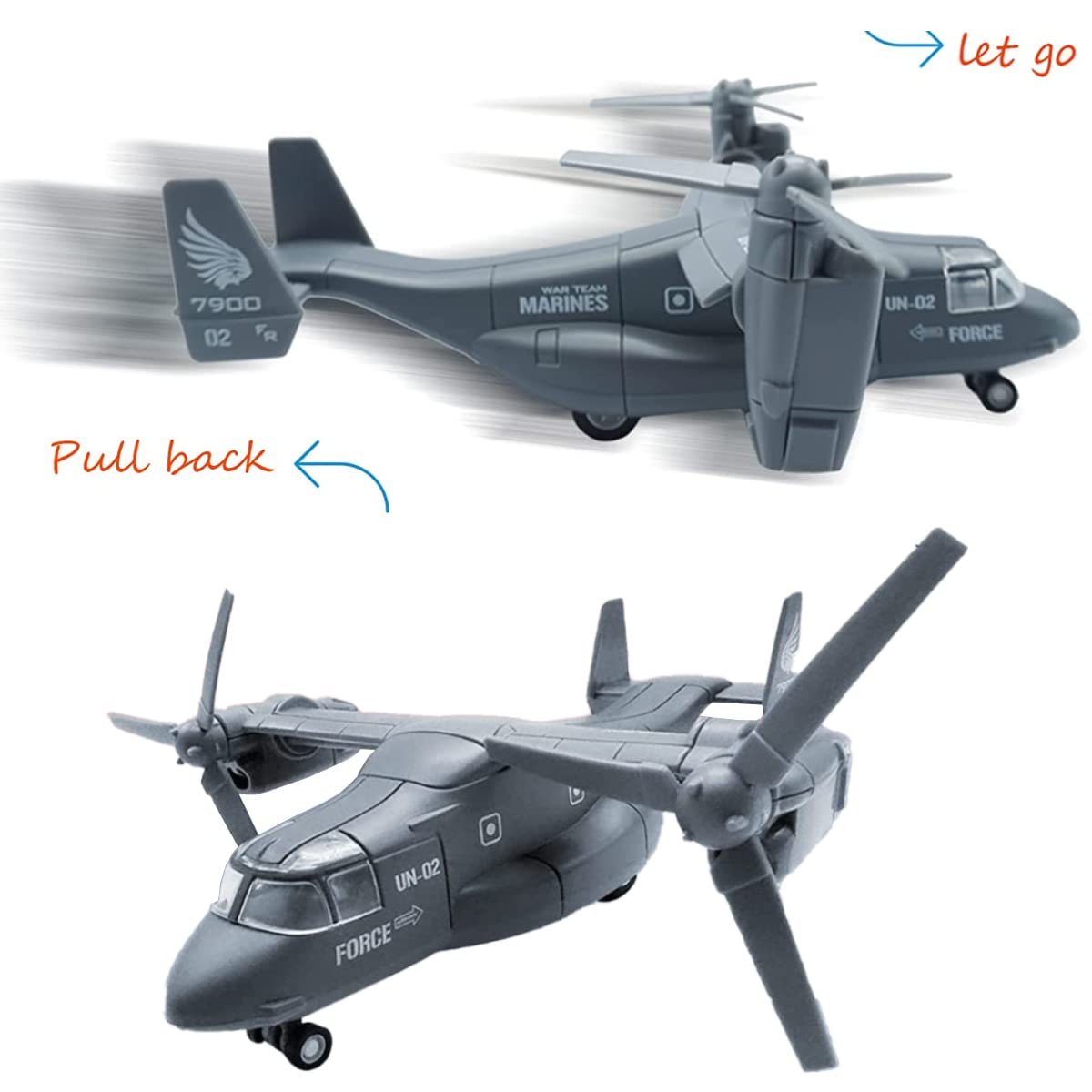 Diecast Metal Military Transport Helicopter Plane - 1:400 Scale Alloy Model Twin-Engine Rotor Aircraft Toy, Tiltrotor Transporter Airplane