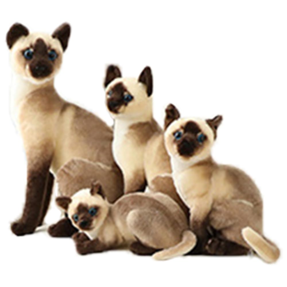 Cute Simulation Siamese Cat Plush Toy Realistic Lifelike Siamese Cat Kitty Stuffed Animals Model Doll Gift Collection for Kids