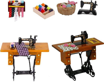 Black 1:12 Mini Lovely Alloy Sewing Machine Miniature Dollhouse Model Decoration Interior Decoration Accessories Convenient
