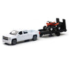 NewRay Toys 1:43 Chevy Silverado Pick Up Truck with Trailer and Dirt Bike