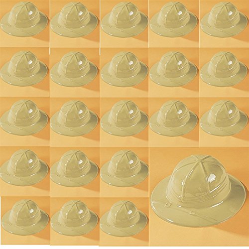 Kids Classic Beige Pith Helmet Jungle Safari Birthday Party-Set of 24