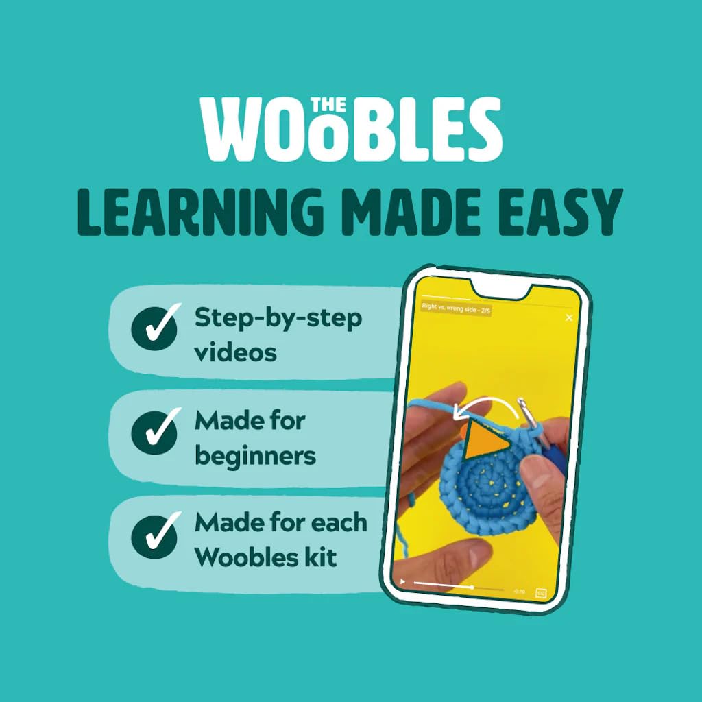 The Woobles Beginners Crochet Kit with Easy Peasy Yarn as seen on Shark Tank - with Step-by-Step Video Tutorials - PAC-MAN Crochet