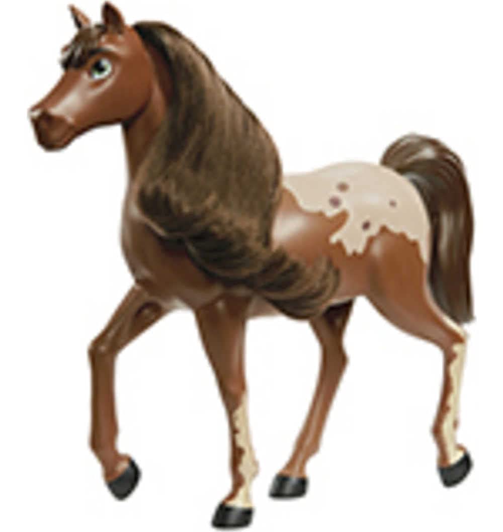 Mattel Spirit Untamed Herd Horse (Approx. 8-in), Moving Head, Chestnut Pinto with Long Black Mane & Playful Stance, Great Gift for Horse Fans Ages 3