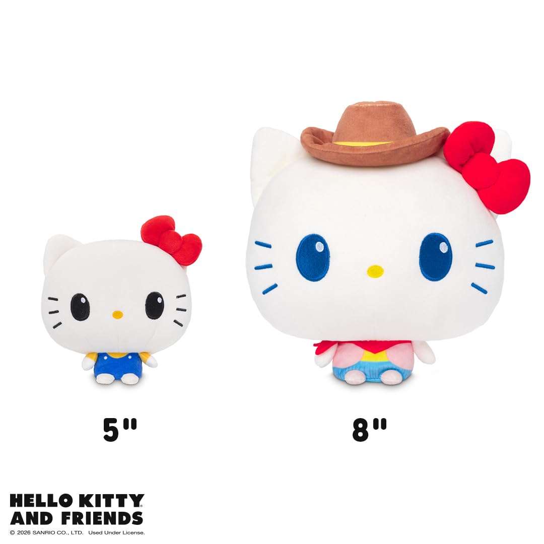 TeeTurtle Cloudheads Cowgirl Hello Kitty Plush - 8-Inch Amazon Exclusive Official Sanrio Stuffed Animal with Embroidered Details - Soft Cuddly Plush