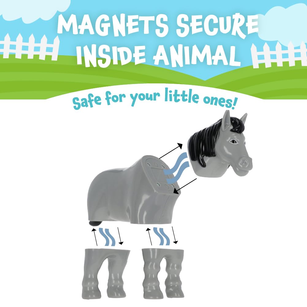 POPULAR PLAYTHINGS Magnetic Animals for Toddlers 1-3, Mix or Match Animal Toys, Set of 4 Gift for Kids - Farm Animals