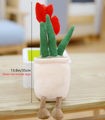 NatureMan Tulip Flower Plush Toy, 13.8" Tulip Flower Pot Stuffed Throw Plushie Pillow Doll, Soft Fluffy Plant Friend Hugging Cushion - Present